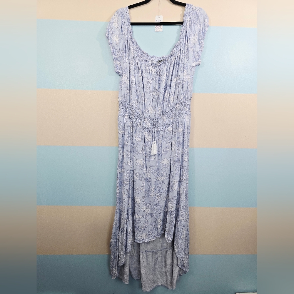 J For Justify Plus Size Elegant Blue Floral Women's Dress - Picture 2 of 7